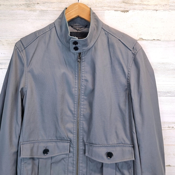 Banana Republic Men's Steel Gray Lightweight Safari Jacket Small Nylon Canvas - Picture 7 of 15